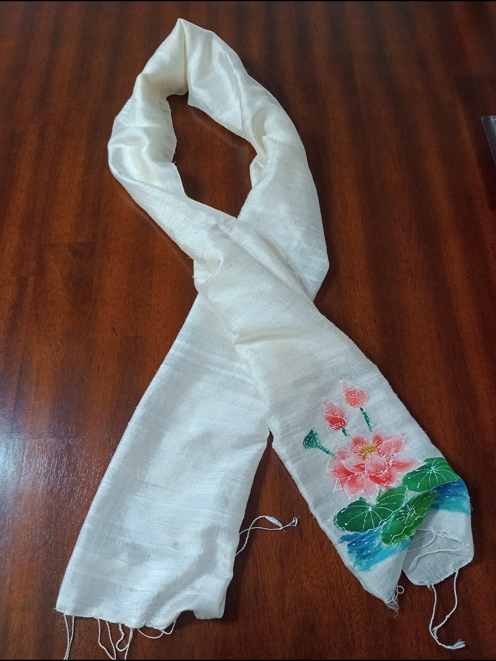 Cream Floral Knit Silk-Blend Scarf